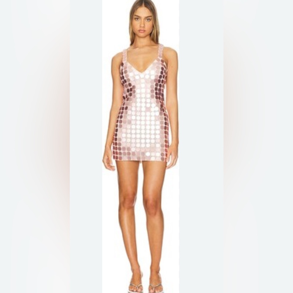 Lovers and Friends Gilles Sequin Mini Dress in Light Pink Pink Mini Dress Sz XS